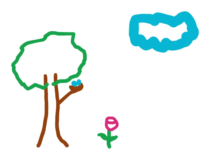 Original drawing used to turn a tree sketch into AI art with ChatGPT