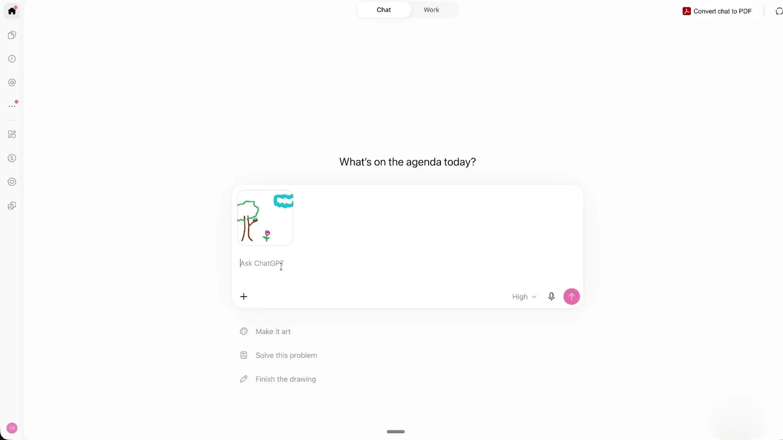 Confirmed sketch attached in the ChatGPT message box